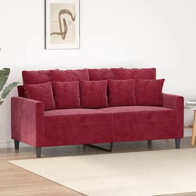 vidaXL Sofá de 2 lugares veludo 140 cm vermelho tinto