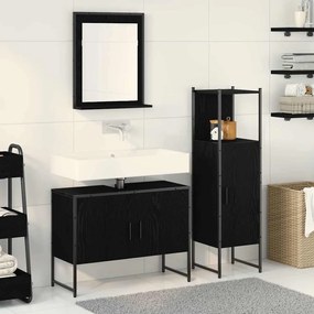 vidaXL Conjunto de Móveis para Banheiro 3 pcs Preto 33 x 33 x 102.5 cm