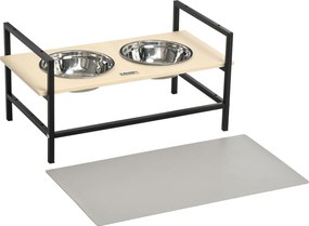 Comedouro elevado para cães com suporte duplo para tigelas, inclui 2 tigelas removíveis em aço, altura ajustável (11/21,5/32 cm) e 1 tapete