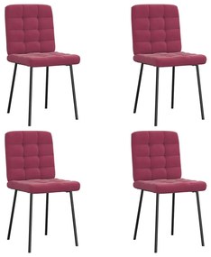 Cadeiras de jantar 4 pcs veludo vermelho tinto