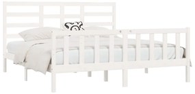 Estrutura de cama super king pinho maciço 180x200 cm branco