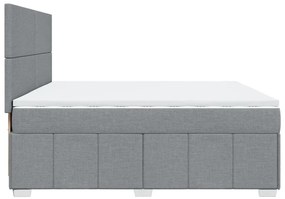 Cama com molas/colchão 200x200 cm tecido cinza-claro