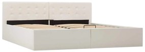 Cama hidráulica c/ arrumação 180x200cm couro artificial branco