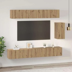 Conjunto de móvel de TV com gaveta com prateleira 6 pcs carvalho artis