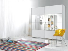 Roupeiro Melvele 111, Branco, 210x180x61cm, Portas para roupeiro: Deslizante, Número de prateleiras: 5, Número de prateleiras: 5