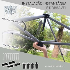 Outsunny Tenda Dobrável 2,5x2,5x2,68cm Tenda de Jardim com Proteção UV 50+ Altura Ajustável com 4 Bolsas de Areia e Bolsa de Transporte para Acampamento Festas Pátio Branco