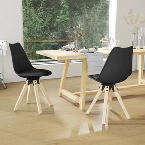 vidaXL Cadeiras de jantar giratórias 2 pcs PP preto