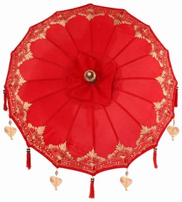 Parasol Balinês Vermelho x 260 cm Algodão e madeira sólida