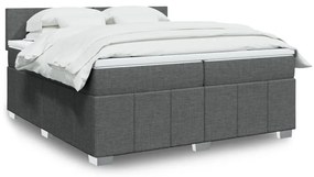 vidaXL Cama com molas/colchão 200x200 cm tecido cinzento-escuro