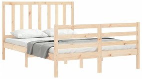 Estrutura de cama com cabeceira 140x190 cm madeira maciça