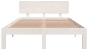Estrutura cama pequena casal 120x190 cm pinho maciço branco