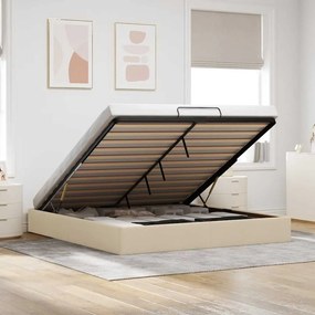 vidaXL Estrutura cama otomana sem colchão 160x200 cm tecido cor creme