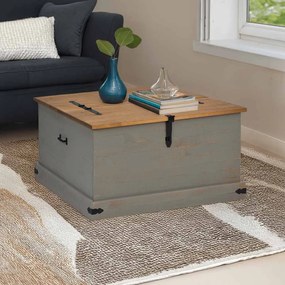 vidaXL Caixa de arrumação HALDEN 91x91x47 cm pinho maciço cinzento