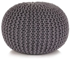 vidaXL Pufe tricotado à mão algodão 50x35 cm cinzento