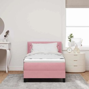 Camas Box Spring vidaXL com Colchão Rosa 90x200 cm Veludo