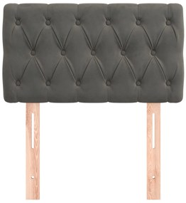 Cabeceira de cama veludo 80x7x78/88 cm cinzento-escuro