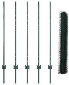 Postes para Cerca vidaXL 5 pcs U-Channel Verde 120 cm Aço