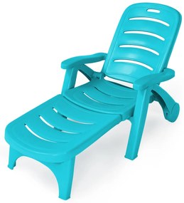 Espreguiçadeira dobrável para jardim, cadeira reclinável ajustável ao ar livre com rodas resistentes em 5 posições, pátio, piscina, praia, verde