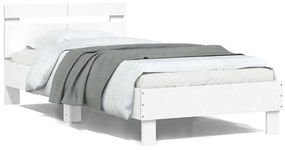838708 vidaXL Estrutura de cama com cabeceira e luzes LED 100x200 cm branco