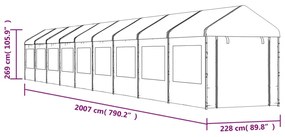 Gazebo com telhado 20,07x2,28x2,69 m polietileno branco