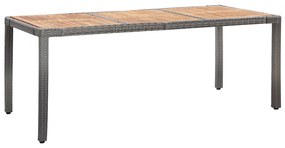 9 pcs conjunto jantar exterior c/ almofadões vime PE cinzento