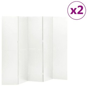 vidaXL Divisórias/biombos com 5 painéis 2 pcs aço 200x180 cm branco