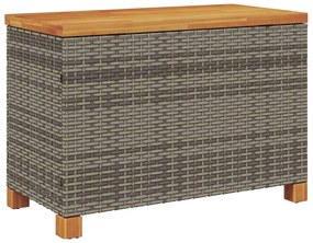 Caixa arrumação jardim 80x40x48 cm vime PE/acácia maciça cinza