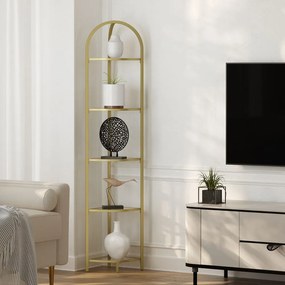 Estante de canto 5 níveis 28 x 28 x 158 cm dourado