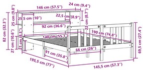 Cama com estante sem colchão 140x190 cm pinho maciço