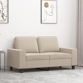 vidaXL Sofá de 2 lugares 120 cm tecido de microfibra cor creme