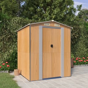 vidaXL Abrigo de jardim 192x191x223 cm aço galvanizado castanho
