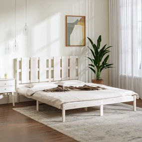 Estrutura de cama king 150x200 cm madeira maciça branco