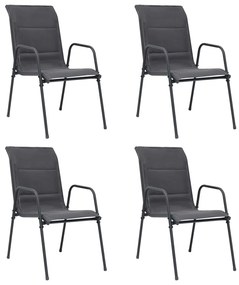 Cadeiras de jardim empilháveis 4 pcs aço e textilene antracite