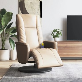 vidaXL Cadeira massagens reclinável c/apoio pés couro arti. cappuccino