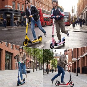 Trotinete dobrável para crianças +6 anos 2 rodas iluminadas com Guiador ajustável em 3 alturas Plataforma antiderrapante Vermelha