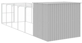 Casota cães c/ parque 214x661x181 cm aço galvaniz. cinza-claro