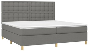 Cama com molas/colchão 200x200 cm tecido cinzento-escuro