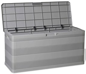 Caixa de arrumação para jardim 117x45x56 cm cinzento
