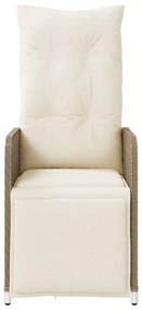 Cadeiras de jardim reclináveis 2 pcs com mesa vime PE bege