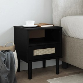 vidaXL Mesa de cabeceira SENJA 40x35x48 cm pinho maciço preto