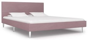 vidaXL Estrutura de cama 160x200 cm tecido cor-de-rosa