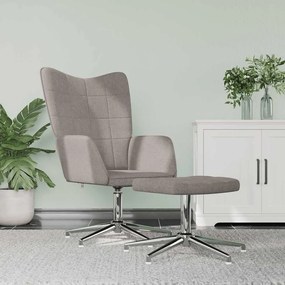 vidaXL Cadeira de descanso com banco tecido cinzento-acastanhado
