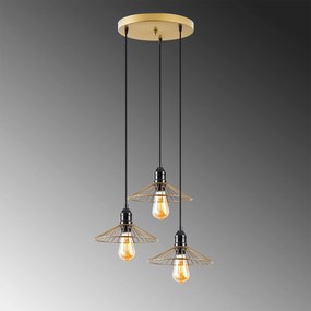 Candeeiro de Teto Kila – Dourado Brilhante – 53 x 53 x 114 cm