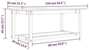 Mesa de centro 110x55x45 cm madeira de pinho maciça cinzento