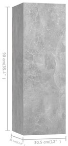 4 pcs conjunto de móveis de TV derivados madeira cinza cimento