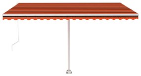 Toldo retrátil manual independente 400x300cm laranja e castanho