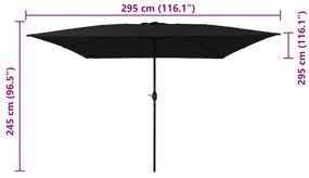 Parasol de Jardim Quadrado vidaXL 295x245 cm Preto