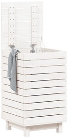 Cesto de roupa suja 44x44x76 cm madeira de pinho maciça branco