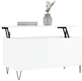 Mesa centro 90x44,5x45 cm derivados de madeira branco brilhante