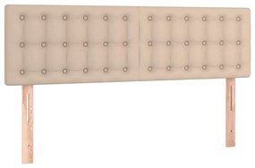 Cama box spring c/colchão/LED 140x200cm couro artif. cappuccino